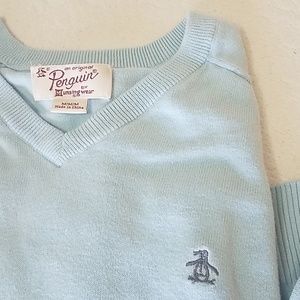 Men's aqua blue Originial Penguin V-neck Sweater